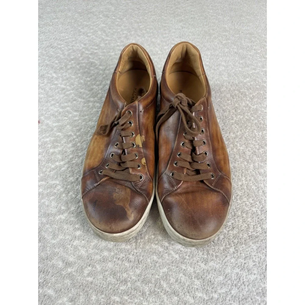 Magnanni Shoes Mens Size 9.5 Medium Leather Low Top Lace Up‎ Casual Sneakers